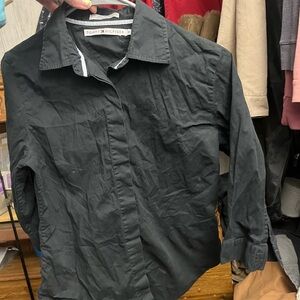 Tommy Hilfiger Black Collared Button-Up Shirt